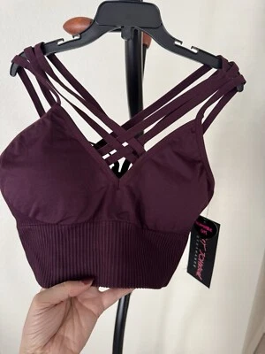 Betsey Johnson Performance Crop Top Size M Trendy Burgundy Merlot Removable Pads Foto 1 de 3