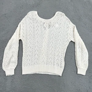 Mine Sweater Women S Cream Crochet Fairycore Angel Cottagecore Cottage Prarie - Picture 1 of 18
