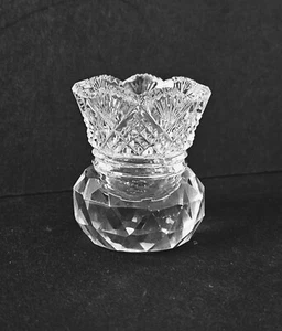 Cut Crystal Glass Toothpick Holder Sawtooth Diamond Base Signed Libbey Vintage - Picture 1 of 10