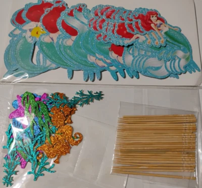 Sirena Ariel Cupcake Topper Set 48 Piezas Brillo Bajo el Mar Decoraciones Pastel Fiesta Foto 1 de 4