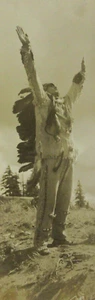 Vintage Native American Chief Photo Indian Dawn Crater Lake OR Harwood RPPC 1933 - Picture 1 of 8