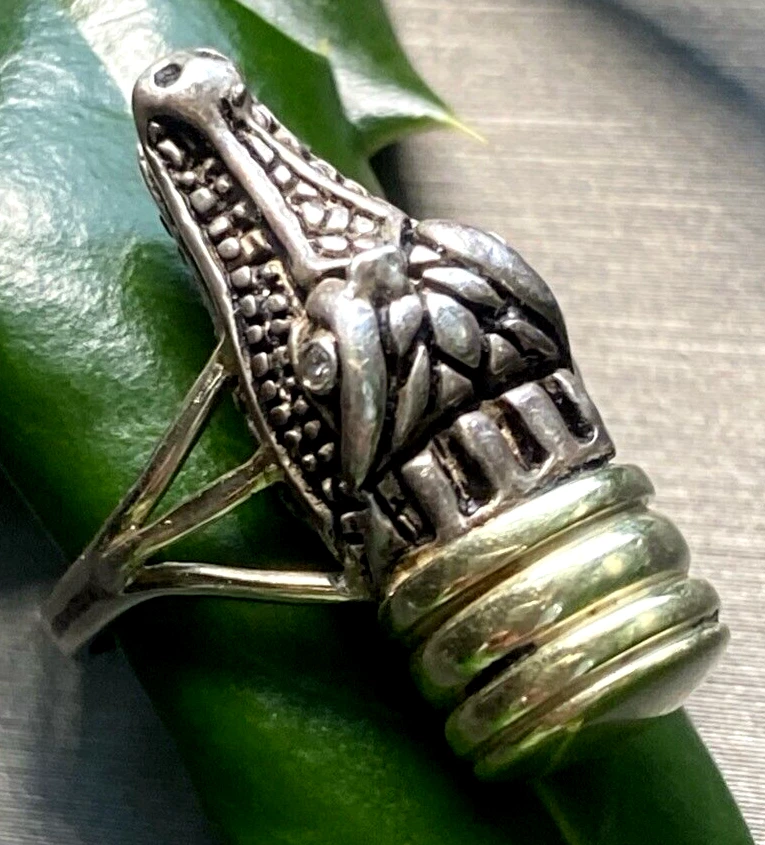 Anillo de diamantes de colección con cordón de guijarros joyería fina de segunda mano 14K plata 4,5 Foto 1 de 4