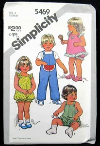 Tuta pagliaccetto prendisole mutandine bambino taglia 2 semplicità 5469 modello non tagliato - Foto 1 di 4