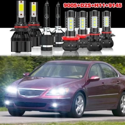 Fit Acura RL 2005-2012 -8PCS Front LED HID Headlights Daytime Fog Light Bulbs - Image 1 of 4