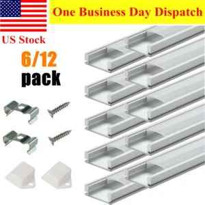 6/12 Pack 1M Each Aluminum Channel for LED Strip Lights U-Shape Track and Cover - Picture 1 of 18