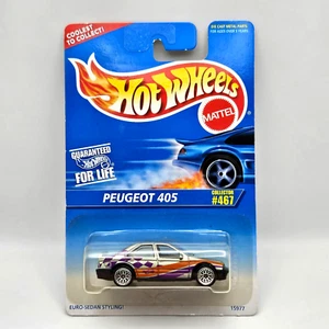 Silver Peugeot 405 | 1996 Hot Wheels | Collector #467 | Lace Wheels | Blue Card - Picture 1 of 3