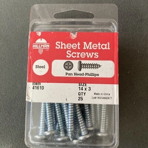 Hillman 41610 Size 14x3 Pan Head Phillips Sheet Metal Screws, Steel, qty 25 - Picture 1 of 4