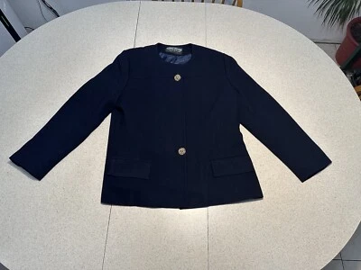 Herbert Grossman Blazer Women Wool Cynthia Sobel Made Blue Size 14 Pre Owned - Image 1 of 4