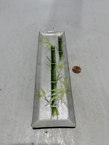 Glass Bamboo Rectangle Glossy Dish 9-3/8" Long - Picture 1 of 3