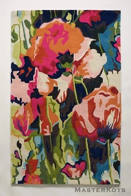 Briant Floral Multicolored Modern Hand-Tufted 100% Wool Area Rug Carpet - Image 1 of 4