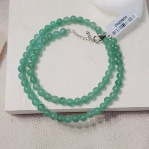 AAA+ Green Aventurine Smooth Round Gemstone Beaded 8MM Unisex Necklaces 18'' - Picture 1 of 16