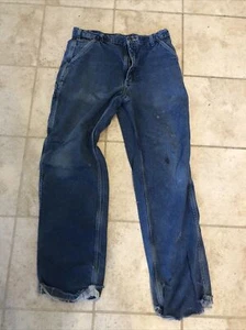 Jeans Vintage Carhartt Franela Forrados Carpintero AZUL DENIM 34 32 - Imagen 1 de 10
