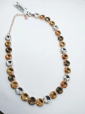 Ожерелье ANNE KLEIN розовое золотистое полированное прозрачные многоцветные стразы 17 дюймов новое с ценниками  - Изображение 1 из 3