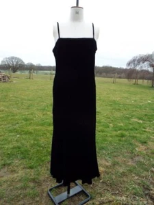 Black Velvet Silk Mix Strappy Lined Beaded Long Dress PER UNA UK 18 NWT RRP £65 - Picture 1 of 4