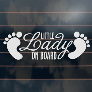 LITTLE LADY ON BOARD Sticker 210mm baby girl feet car window decal - Picture 1 of 1