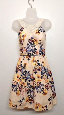 Винтажный Y2K город треугольники платье женщин Sz 1 подходит Расклешенный короткий крючком кружева тюль  - Изображение 1 из 4