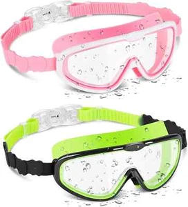 Portzon KIDS Swimming Goggles anti Fog, Clear No Leaking (Pink & Green) NEW - Picture 1 of 9