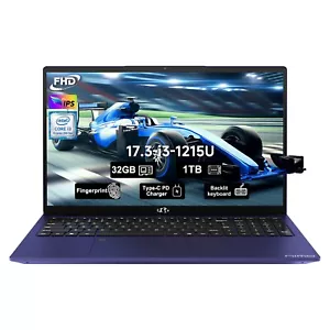 NIMO 17.3 Laptop, Intel Core i3-1215U, 32GB RAM 1TB SSD Fingerprint Backlit KB - Picture 1 of 6