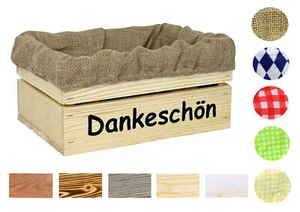 Holzkiste Druck Dankeschön verschiedene Farben und Stoffeinlagen - Kiste Stiege - Bild 1 von 7