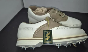Nuevo con etiquetas Zapatos de golf Stylo Lady II para mujer con clavos blanco/marrón 7,5 - Imagen 1 de 12