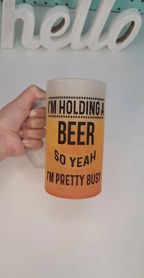 Taza de cerveza de vidrio esmerilado 16 oz Foto 1 de 2