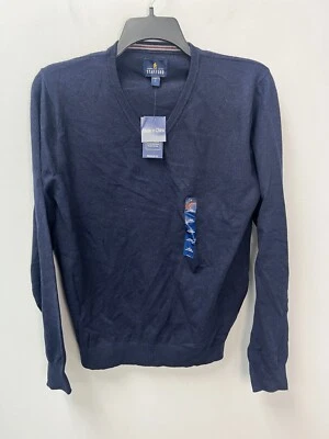 Suéter Stafford azul manga larga cuello en V súper suave para hombre talla grande Foto 1 de 4