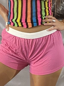 DE COLECCIÓN SELFIE AÑOS 80 TAQUILLA GIMNASIO PE ESCUELA PANTALONES CORTOS MARINERO Rosa NUEVO ALGODÓN SOFTIE S-XL 44 - Imagen 1 de 5