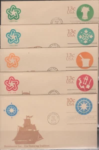 Juego de 5 FDC 1976 - Scott# U571-75 - Emisiones de la Era del Bicentenario - Farnam (?) - Imagen 1 de 1