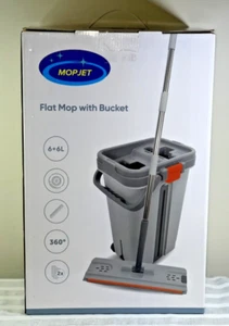 Flat Squeeze Mop with Bucket Hand Free Wringing Floor Cleaning Mop Microfiber M - Picture 1 of 8