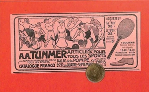 PARIS ( 02 ) TUNMER / ARTICLES POUR TOUS LES SPORTS / PETITE PUBLICITÉ 1904 - Picture 1 of 1