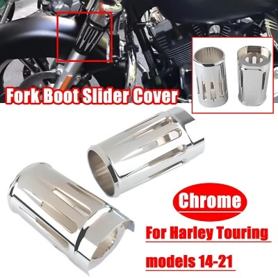 Para Harley Street Glide Road King FLHR Cromo Horquilla Bota Deslizante Cubierta Campanas de Vaca Foto 1 de 4