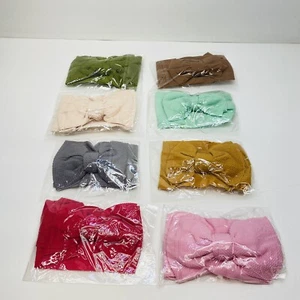 Kids Baby Nylon Stretch Headband Bow Headwrap Toddler Girls Hair Band Set Of 8 - Picture 1 of 10