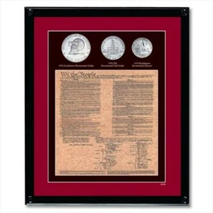 American Coin Treasures 808 Framed U.S. Constitution With All 3 Bicentennial ... - Picture 1 of 1
