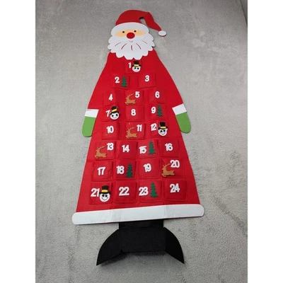 Papá Noel Fieltro Colgante Calendario de Adviento Navidad Cuenta Regresiva 24 Bolsillos Foto 1 de 4