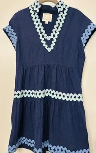 Sail To Sable Kleid Gr. XS dunkelblau Leinenmischung Pastellbesatz super süß😍 - Bild 1 von 4