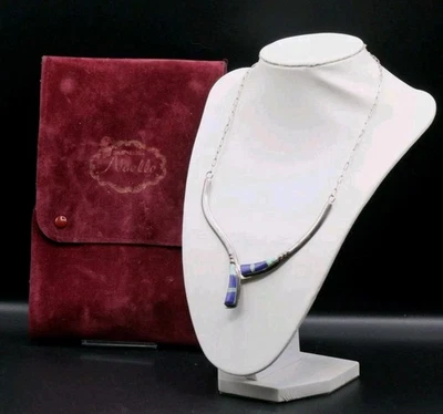 JULIAN ARVISO Collana Navajo In Argento Sterling E Pietre Dure OTTIME CONDIZIONI - Immagine 1 di 4