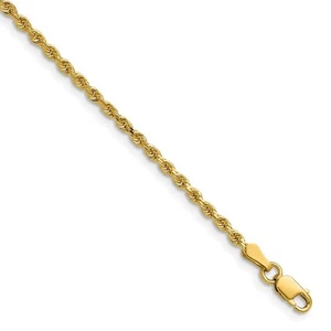 14k Yellow Gold 2mm Diamond-Cut Rope Chain Necklace 18 Inch - Picture 1 of 4