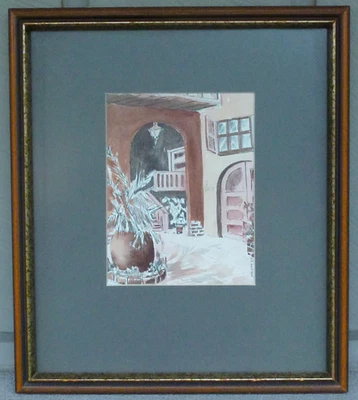 Pintura Acuarela Cuarto Francés Nueva Orleans por el artista W.M. Weber años 70 Foto 1 de 4