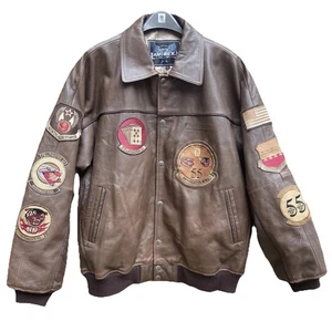 Vintage Avirex Fliegerjacke Herren Large Braun Leder All Aces No Jokers 90er - Bild 1 von 24