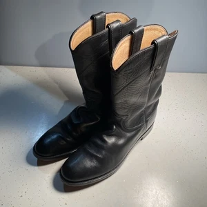 Justin L3703 Black Roper Leather Cowgirl Cowboy Boots Women's 8.5 B - Picture 1 of 11