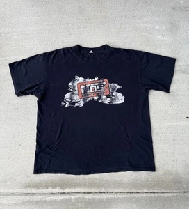 T-shirt vintage Y2K NOS Energy Drink Racing uomo taglia XL NERA double face - Foto 1 di 8