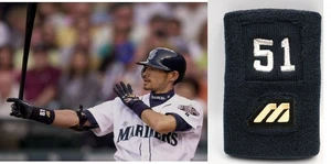 Custom ICHIRO SUZUKI #51 Embroidered Mizuno Wristband MARINERS - Picture 1 of 7