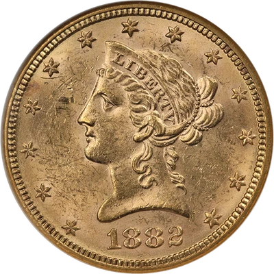 1882-P Liberty Gold $10 ANACS MS61 Old Soap Box Holder Nice Strike - Image 1 of 4