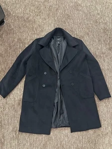 Forever 21 Men’s Pea Coat Jacket Black Size L Large Office casual city night - Picture 1 of 7