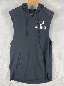 Under Armour UA Project Rock Sleeveless Hoodie Black Bull Men Medium Distressed - Picture 1 of 7