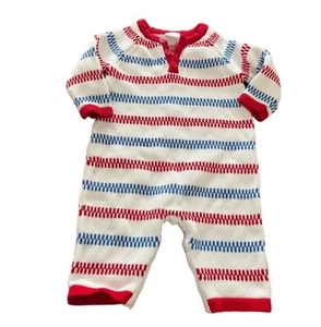 Hanna Anderson Baby Boy Size 70 6-12 Months Stripe Sweater One Piece Jumpsuit - Picture 1 of 10