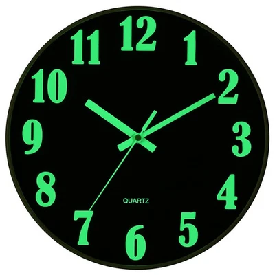 12 Inch Glow In The Dark Wall Clock Non Ticking Battery Operated Wall Clock - Image 1 of 4
