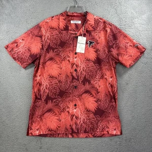 Tommy Bahama Atlanta Falcons Shirt Mens Medium Red Hawaiian Island Zone Camp NEW - Picture 1 of 9