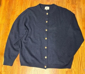 Marineblauer Kaschmir-Cardigan Pullover mit Biesen XL Einzelhandel 198 $ NEU - Bild 1 von 3