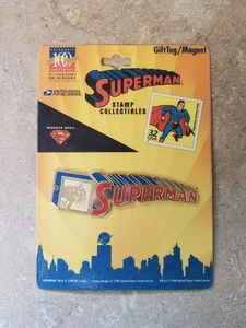 SELLO VINTAGE 1998 USPS SUPERMAN COLECCIONABLES ETIQUETA DE REGALO/IMÁN - Imagen 1 de 3